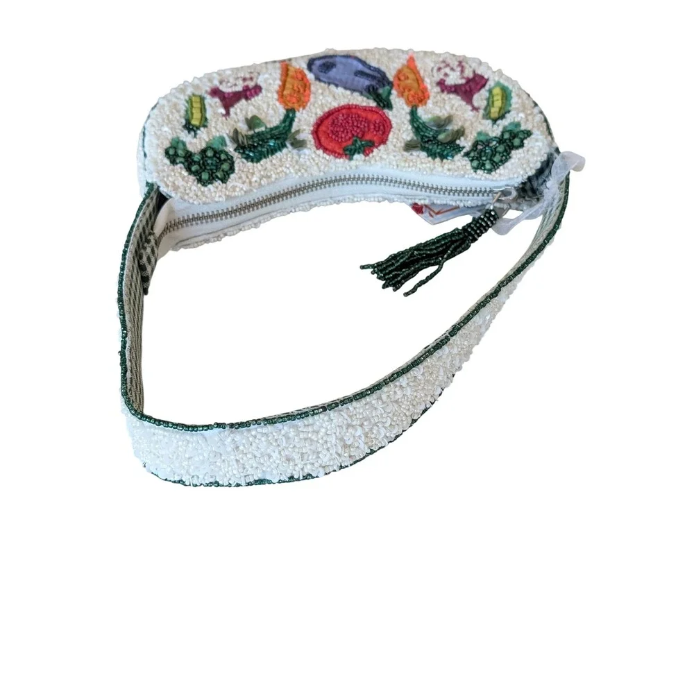 Viral Beaded Bag Handcrafted In India Beaded Vegetable Garden Shoulder Bag NWT